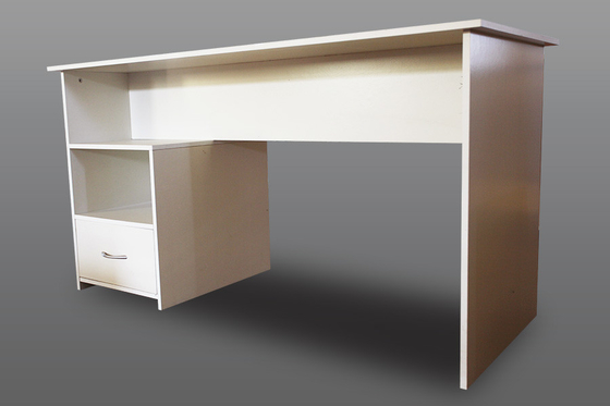 El escritorio blanco de encargo del ordenador de oficina dirigió la tabla de madera del estudio con el cajón lateral