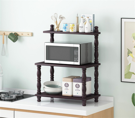 Panadero Double Layer Microwave Oven Rack Stand Wood Frame de la cocina