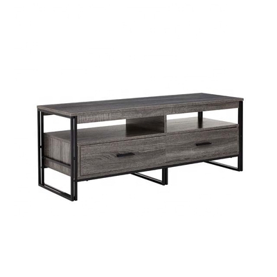Consola del soporte de madera de pino del marco metálico del Odm TV con almacenamiento de dos tubos