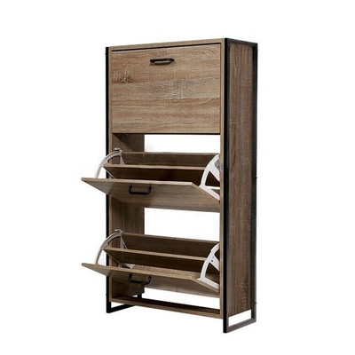 Organizador de madera Cabinet For Home de Flip Down Shoe Rack Furniture de 3 gradas del MDF