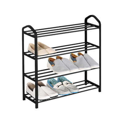 Organizador Black Metal Iron del estante del zapato de la grada del OEM 4 el pequeño curvó la manija