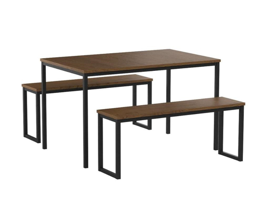 la mesa de comedor de madera y la silla del MDF del escondrijo de la cocina 3pcs fijaron con dos bancos