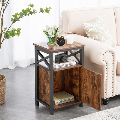Madera industrial Nightstand del MDF Brown del gabinete de la cabecera del marco metálico