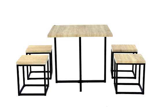 Mesa de comedor y muebles rectangulares de madera y de acero de Seater del sistema 4 de la silla