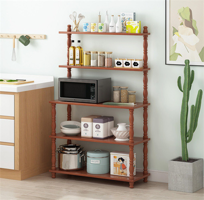 Grada de madera multifuncional del soporte 5 del estante de la microonda de la cocina