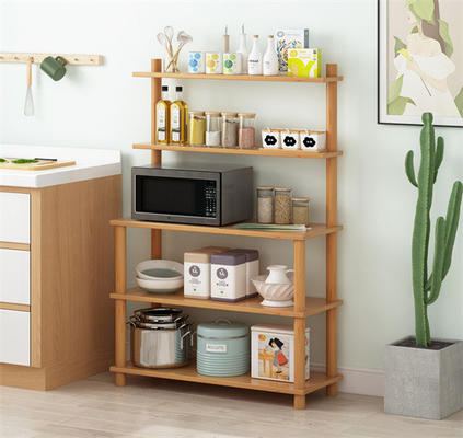 Grada de madera multifuncional del soporte 5 del estante de la microonda de la cocina