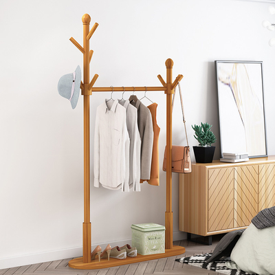 Soporte de madera de la suspensión de ropa de la capa de bambú multifuncional bipolar