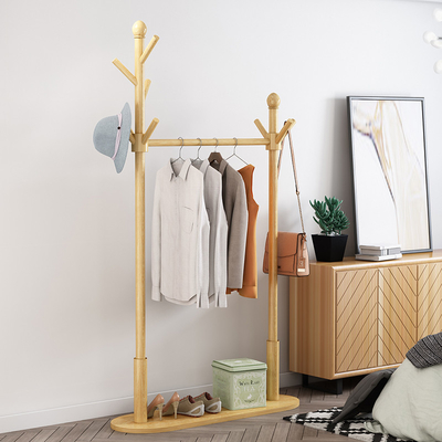 Soporte de madera de la suspensión de ropa de la capa de bambú multifuncional bipolar