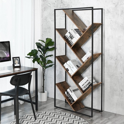 Metal diagonal asimétrico y estante para libros formado árbol moderno de madera de los estantes de librería