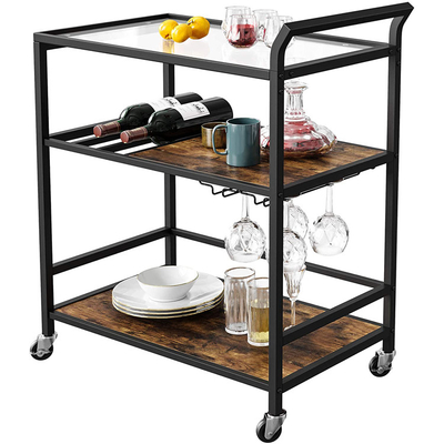 Estilo industrial giratorio de madera texturizado del ODM de la cocina de la carretilla moderna del carro