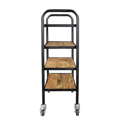 Carretilla de madera rodante de abastecimiento de la cocina del carro del café de 4 gradas