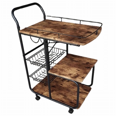 Grada moderna de madera del carro de porción del balanceo del carro de la cocina del MDF del marco metálico 3