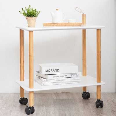 Carro rodante de madera de bambú natural de la cocina del ODM en las ruedas