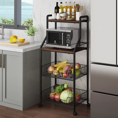 Cocina moderna de madera de la carretilla del almacenamiento del carro de la cocina de 4 gradas de BSCI en las ruedas
