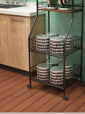 Cocina moderna de madera de la carretilla del almacenamiento del carro de la cocina de 4 gradas de BSCI en las ruedas