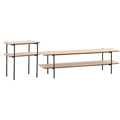 Consola T Shpe del MDF de BSCI medios del soporte de madera industrial de 3 estantes TV