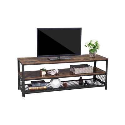 gabinete oscuro del soporte de madera TV del MDF del acero 3Tier 82 pulgadas con almacenamiento del estante