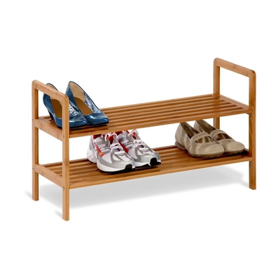 Grada de bambú apilable de la unidad 2 de los muebles del estante del zapato de la entrada en color natural
