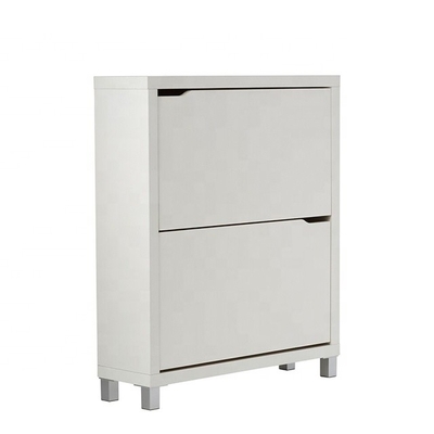 Flip Down de madera blanco contemporáneo modificado para requisitos particulares cerró la grada de los muebles 2 del estante del zapato para el vestíbulo