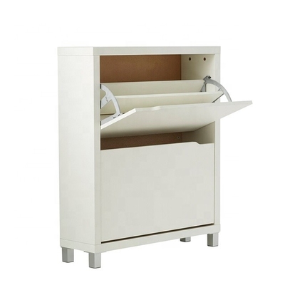 Flip Down de madera blanco contemporáneo modificado para requisitos particulares cerró la grada de los muebles 2 del estante del zapato para el vestíbulo