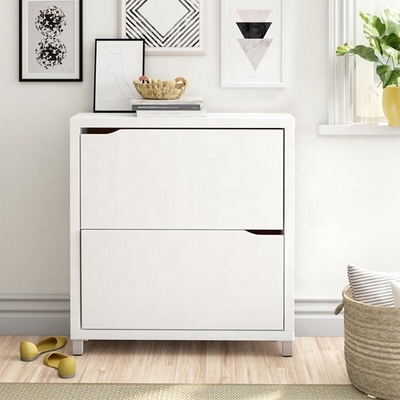 Flip Down de madera blanco contemporáneo modificado para requisitos particulares cerró la grada de los muebles 2 del estante del zapato para el vestíbulo