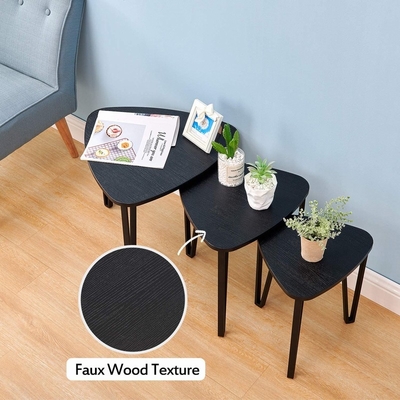 Jerarquía de madera del conglomerado negro moderno de 3 mesas de centro fijadas para la sala de estar
