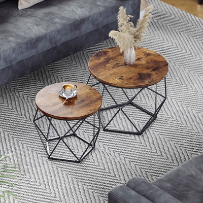 Madera de la nuez y mesa de centro jerarquizadas antiguas grandes del metal