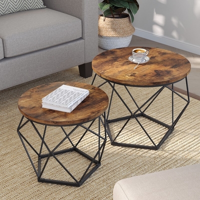 Madera de la nuez y mesa de centro jerarquizadas antiguas grandes del metal