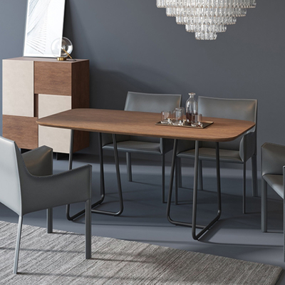 Mesa de comedor de madera reclamada nórdica fijada para el capítulo del hierro 4