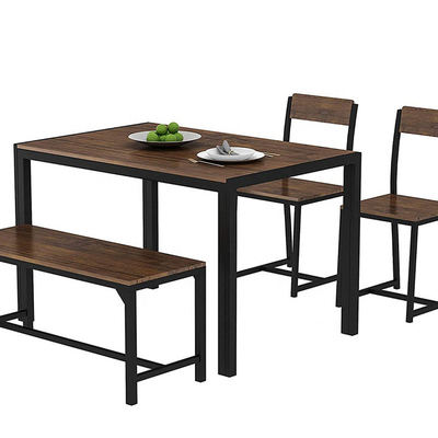 Mesa de comedor de madera modificada para requisitos particulares del metal con el banco y sillas para el restaurante