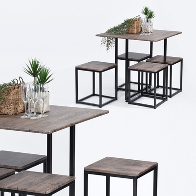 El comedor del roble negro fijó la tabla y las sillas de madera para la cocina de la barra
