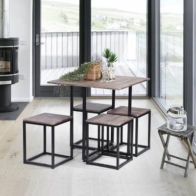 El comedor del roble negro fijó la tabla y las sillas de madera para la cocina de la barra