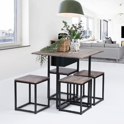 El comedor del roble negro fijó la tabla y las sillas de madera para la cocina de la barra