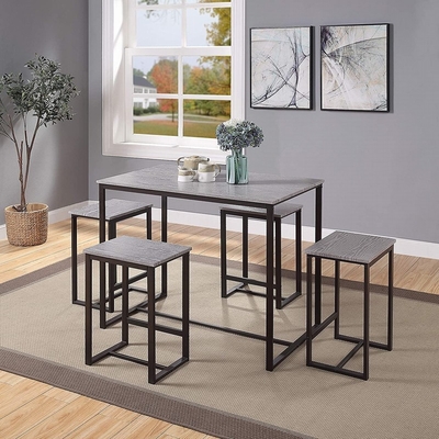 La mesa de comedor y la silla modificadas para requisitos particulares del pino 5pc fijaron final brillante