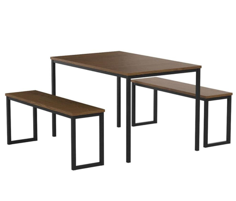 la mesa de comedor de madera y la silla del MDF del escondrijo de la cocina 3pcs fijaron con dos bancos