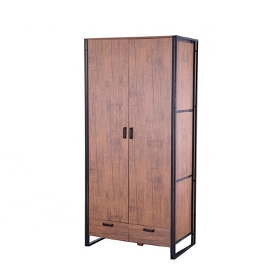 Puertas modernas de madera industriales rústicas del armario 2 del gabinete del guardarropa de Brown