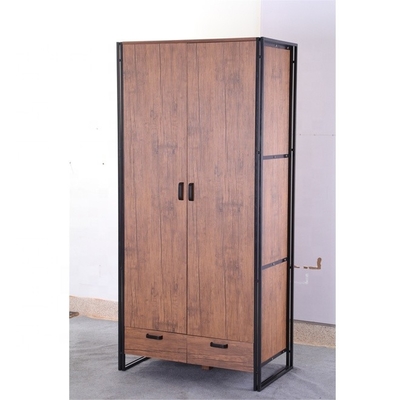 Puertas modernas de madera industriales rústicas del armario 2 del gabinete del guardarropa de Brown
