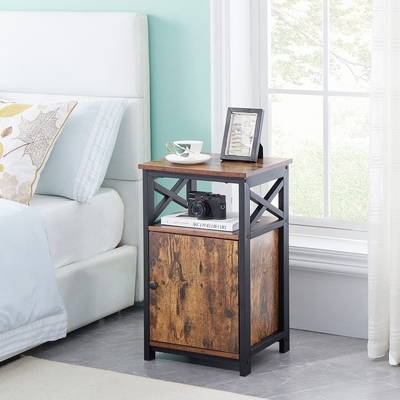 Madera industrial Nightstand del MDF Brown del gabinete de la cabecera del marco metálico
