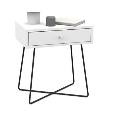 El lado moderno de Nightstands de la mesita de noche geométrica de la madera de la cruz del metal presenta para el dormitorio