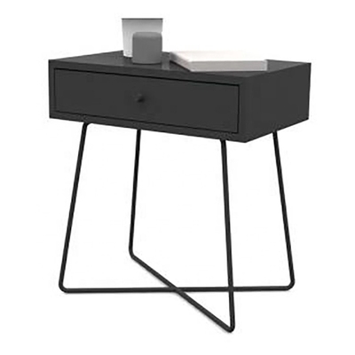 El lado moderno de Nightstands de la mesita de noche geométrica de la madera de la cruz del metal presenta para el dormitorio