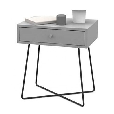 El lado moderno de Nightstands de la mesita de noche geométrica de la madera de la cruz del metal presenta para el dormitorio