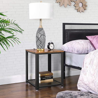 Pequeños Brown madera y metal industriales de Nightstand del estilo del OEM