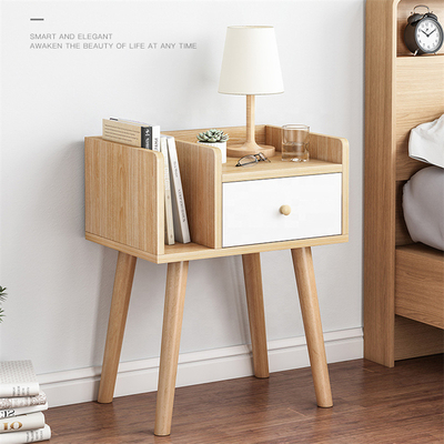 Madera contrachapada Nightstand de la mesita de noche de la madera del MDF del escandinavo con el cajón