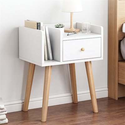 Madera contrachapada Nightstand de la mesita de noche de la madera del MDF del escandinavo con el cajón