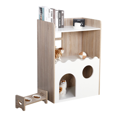 Casa de madera interior sostenible Cat Den With Storage del animal doméstico del ODM