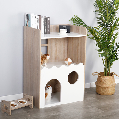 Casa de madera interior sostenible Cat Den With Storage del animal doméstico del ODM