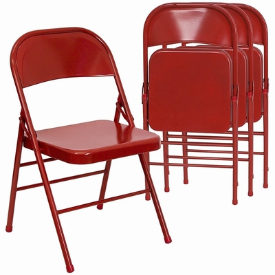 El metal apilable comercial pliega las sillas para el blanco negro rojo de la comida campestre
